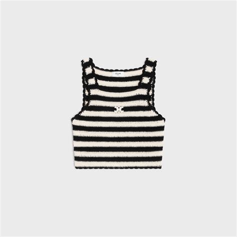 celine striped crop top|triomphe striped crop top in crocheted cotton .